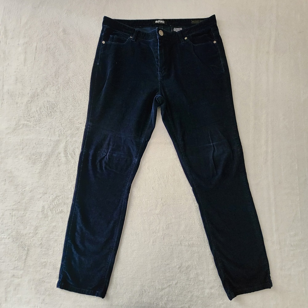 Buffalo Corduroy Pants Jeans Womens 12 W32 L29 Navy Mid Rise Slim Fit Stretch